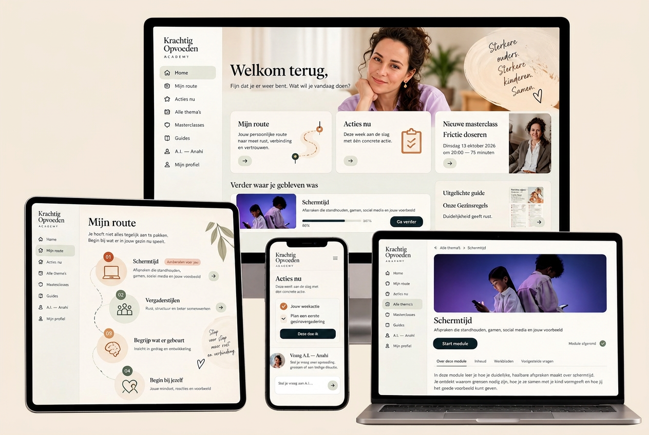 De Krachtig Opvoeden Academy op computer, tablet en telefoon